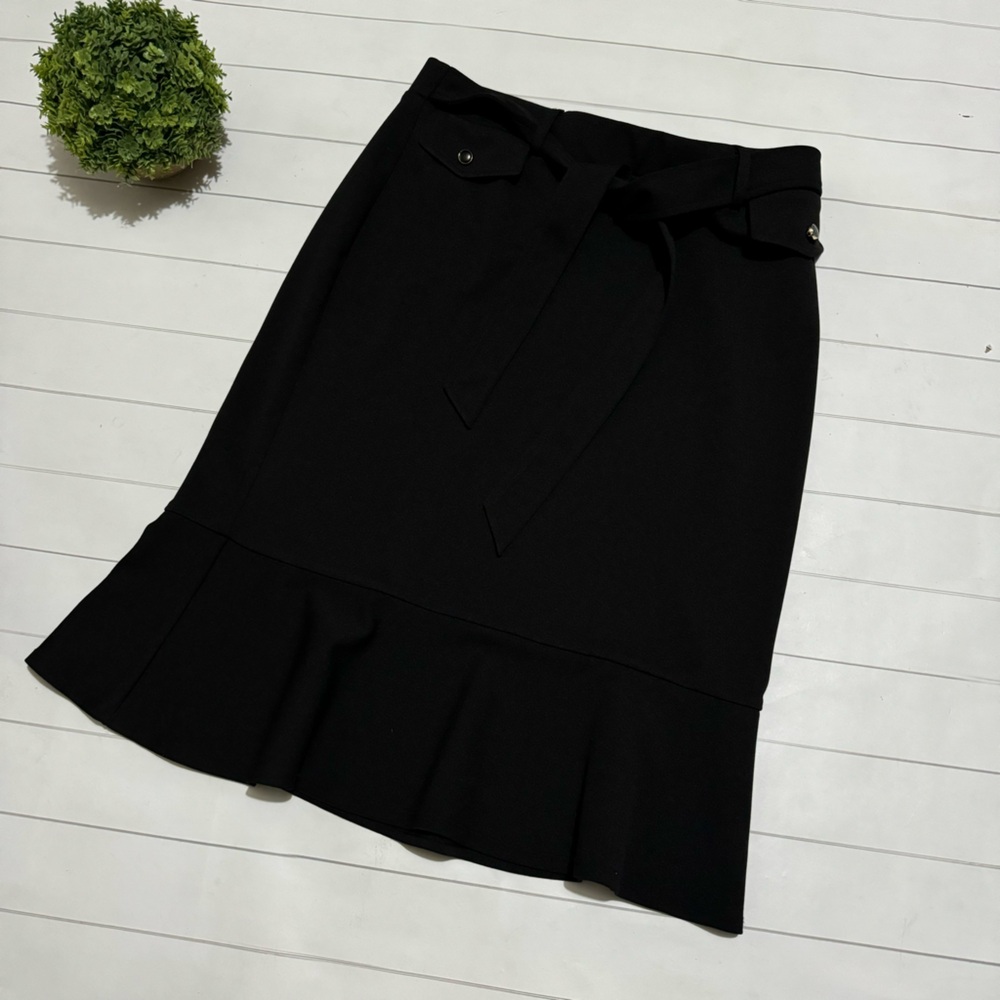NYCC Long‎ Modest Stretch Peplum Flare Pencil Skirt Black Women’s Size Small
